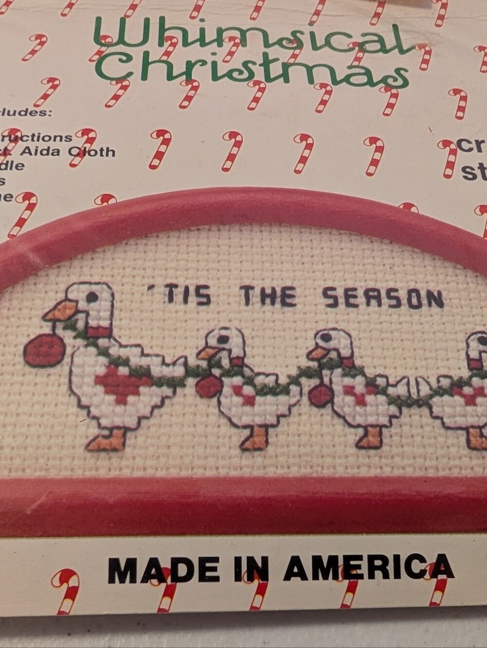 Christmas Counted Cross Stitch Geese Goose Tis The Season Vtg Cottagecore NOS